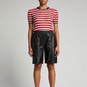Miu Miu Striped Openwork Cashmere-silk Sweater In Rot
